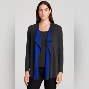 Lafayette 148 New York 100% Wool Open Cardigan Sweater Tank Set Gray Blue Medium